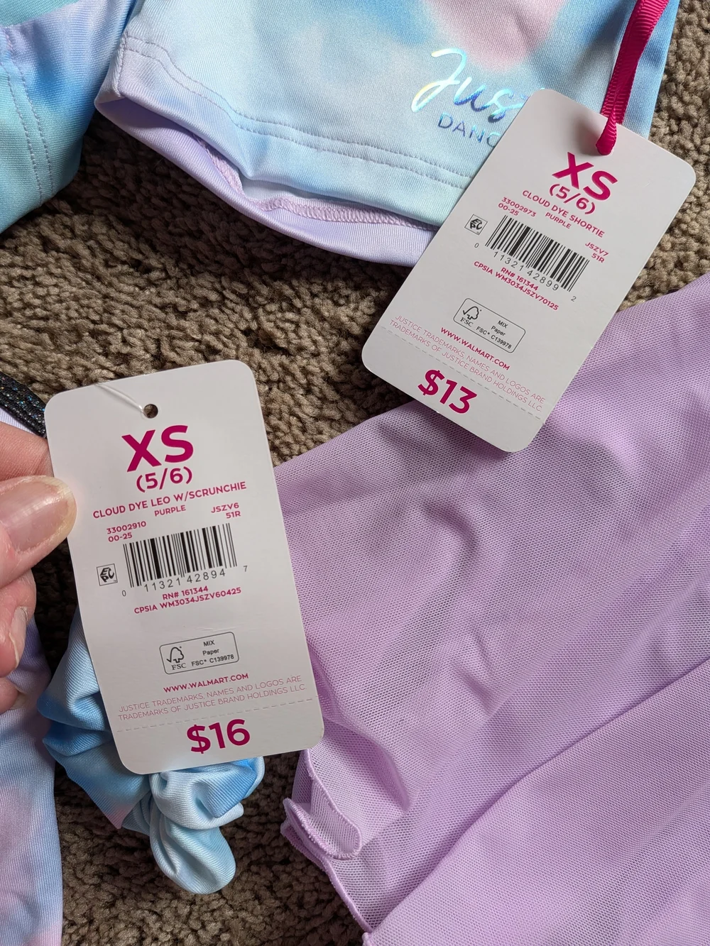 Justice Dance Lavender & Pastel Tie-Dye Girls' Dancewear Set
